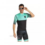 2021 Fahrradbekleidung Bianchi Shwarz Grun Trikot Kurzarm und Tragerhose