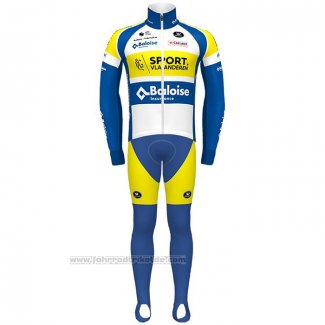 2021 Fahrradbekleidung Sport Vlaanderen Baloise Blau Gelb Trikot Langarm und Tragerhose