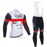 2021 Fahrradbekleidung UAE Wei Trikot Langarm und Tragerhose