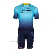 2022 Fahrradbekleidung Astana Blau Trikot Kurzarm und Tragerhose