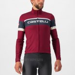 2022 Fahrradbekleidung Castelli Dunkel Rot Trikot Langarm und Tragerhose