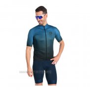 2022 Fahrradbekleidung Gore Shwarz Blau Trikot Kurzarm und Tragerhose