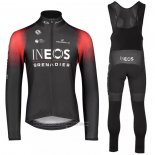 2022 Fahrradbekleidung Ineos Grenadiers Rot Shwarz Trikot Langarm und Tragerhose