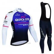 2023 Fahrradbekleidung Deceuninck Quick Step Wei Blau Trikot Langarm und Tragerhose