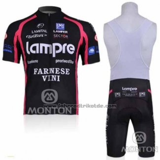 2010 Fahrradbekleidung Lampre Farnese Vini Shwarz Trikot Kurzarm und Tragerhose