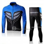 2010 Fahrradbekleidung Shimano Blau und Shwarz Trikot Langarm und Tragerhose