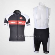 2011 Fahrradbekleidung Castelli Wei und Grau Trikot Kurzarm und Tragerhose