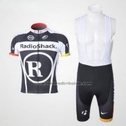 2011 Fahrradbekleidung Radioshack Shwarz und Wei Trikot Kurzarm und Tragerhose