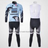 2011 Fahrradbekleidung Saxo Bank Hellblau Trikot Langarm und Tragerhose