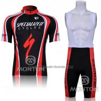 2011 Fahrradbekleidung Specialized Rot und Shwarz Trikot Kurzarm und Tragerhose