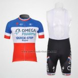 2012 Fahrradbekleidung Omega Pharma Quick Step Champion Frankreich Trikot Kurzarm und Tragerhose