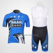 2012 Fahrradbekleidung Saxo Bank Blau Trikot Kurzarm und Tragerhose