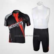 2012 Fahrradbekleidung Scott Shwarz und Rot Trikot Kurzarm und Tragerhose