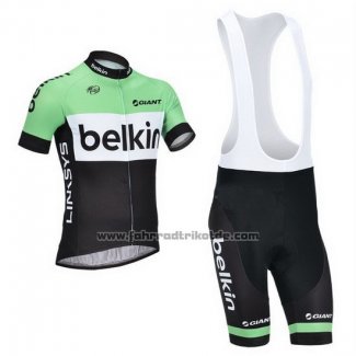 2013 Fahrradbekleidung Belkin Grun und Shwarz Trikot Kurzarm und Tragerhose