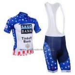 2013 Fahrradbekleidung Tinkoff Saxo Bank Champion Stati Uniti Trikot Kurzarm und Tragerhose