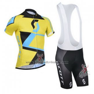 2014 Fahrradbekleidung Scott Shwarz und Gelb Trikot Kurzarm und Tragerhose