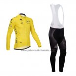 2014 Fahrradbekleidung Tour de France Gelb Trikot Langarm und Tragerhose