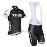 2014 Fahrradbekleidung Trek Factory Racing Shwarz und Wei Trikot Kurzarm und Tragerhose