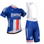 2015 Fahrradbekleidung BMC Champion Stati Uniti Blau Trikot Kurzarm und Tragerhose