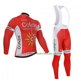 2015 Fahrradbekleidung Cofidis Rot Trikot Langarm und Tragerhose