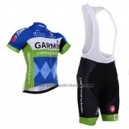 2015 Fahrradbekleidung Garmin Blau und Wei Trikot Kurzarm und Tragerhose