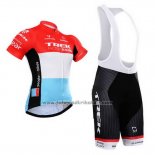 2015 Fahrradbekleidung Trek Factory Racing Factory Racing Wei Rot Trikot Kurzarm und Tragerhose