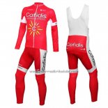 2016 Fahrradbekleidung Cofidis Wei und Rot Trikot Langarm und Tragerhose