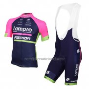 2016 Fahrradbekleidung Lampre Blau und Rosa Trikot Kurzarm und Tragerhose