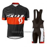 2016 Fahrradbekleidung Scott Shwarz und Rot Trikot Kurzarm und Tragerhose