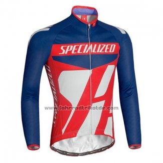 2016 Fahrradbekleidung Specialized Blau und Rot Trikot Langarm und Tragerhose