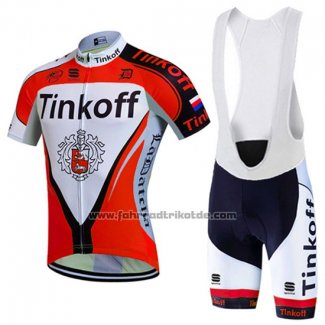 2016 Fahrradbekleidung Tinkoff Rot und Wei Trikot Kurzarm und Tragerhose