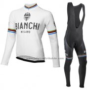 2017 Fahrradbekleidung Bianchi Milano Ml Wei Trikot Langarm und Tragerhose