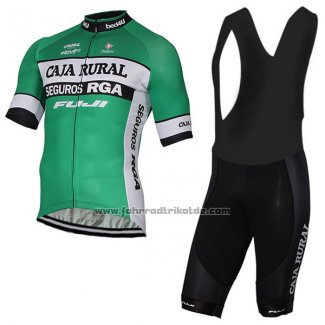 2017 Fahrradbekleidung Caja Rural Grun Trikot Kurzarm und Tragerhose