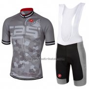 2017 Fahrradbekleidung Castelli Grau Trikot Kurzarm und Tragerhose