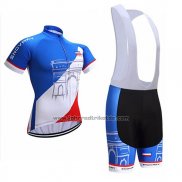 2017 Fahrradbekleidung France Snovaky Blau und Wei Trikot Kurzarm und Tragerhose