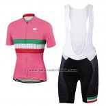 2017 Fahrradbekleidung Frau Frau Sportful Rosa Trikot Kurzarm und Tragerhose