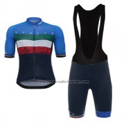 2017 Fahrradbekleidung Italien Shwarz und Blau Trikot Kurzarm und Tragerhose