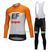 2018 Fahrradbekleidung Cannondale Drapac Wei und Orange Trikot Langarm und Tragerhose