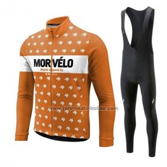2018 Fahrradbekleidung Morvelo Orange Trikot Kurzarm und Tragerhose