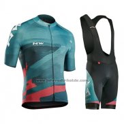 2018 Fahrradbekleidung Northwave Grun Rosa Trikot Kurzarm und Tragerhose