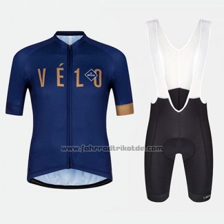 2018 Fahrradbekleidung Velo Blau Orange Trikot Kurzarm und Tragerhose