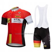 2018 Fahrradbekleidung Vital Concept Rot Wei Trikot Kurzarm und Tragerhose