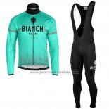 2019 Fahrradbekleidung Bianchi Milano Xd Blau Grau Trikot Langarm und Tragerhose