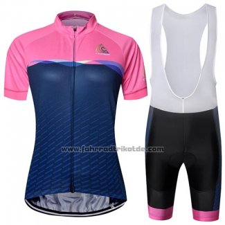 2019 Fahrradbekleidung Chomir Rosa Dunkel Blau Trikot Kurzarm und Tragerhose