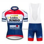 2019 Fahrradbekleidung Lotto NL-Jumbo Blau Wei Rot Trikot Kurzarm und Tragerhose