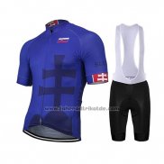 2019 Fahrradbekleidung Slowakische Republik Blau Shwarz Trikot Kurzarm und Tragerhose