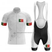 2020 Fahrradbekleidung Champion Portugal Wei Trikot Kurzarm und Tragerhose