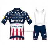 2020 Fahrradbekleidung Deceuninck Quick Step Champion USA Trikot Kurzarm und Tragerhose