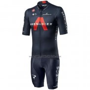 2020 Fahrradbekleidung Ineos Grenadiers Rot Tief Blau Trikot Kurzarm und Tragerhose(1)