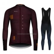 2020 Fahrradbekleidung NDLSS Braun Rot Trikot Langarm und Tragerhose